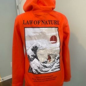 Men’s bright orange graphic hoodie